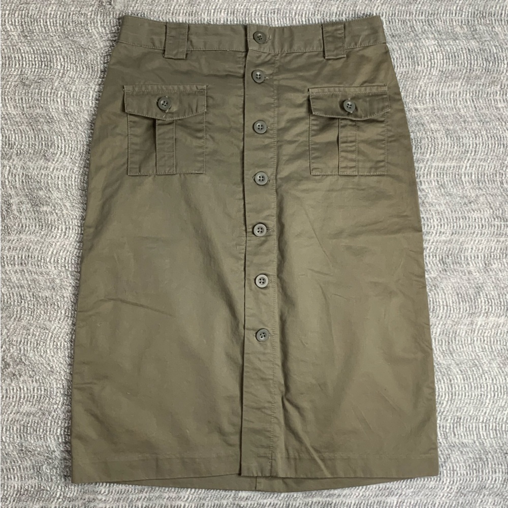 Gap Khakis Skirt Straight Button Down Pencil Skirt Size 1